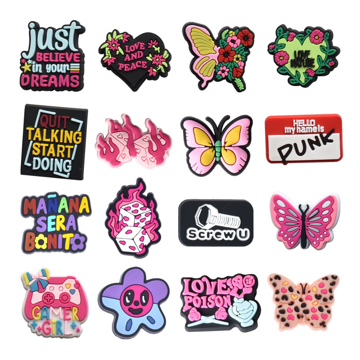 Women Shoes Quote - 4-16PCS Charms de Sapato Punk e