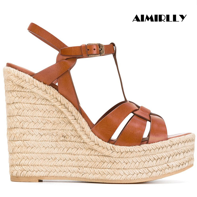 Women Shoes Wedges - Sandálias femininas de cunha estilo espadrilhe
