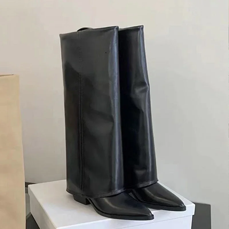 Women'S Shoes Chelsea - Botas Femininas de Couro Cano Alto